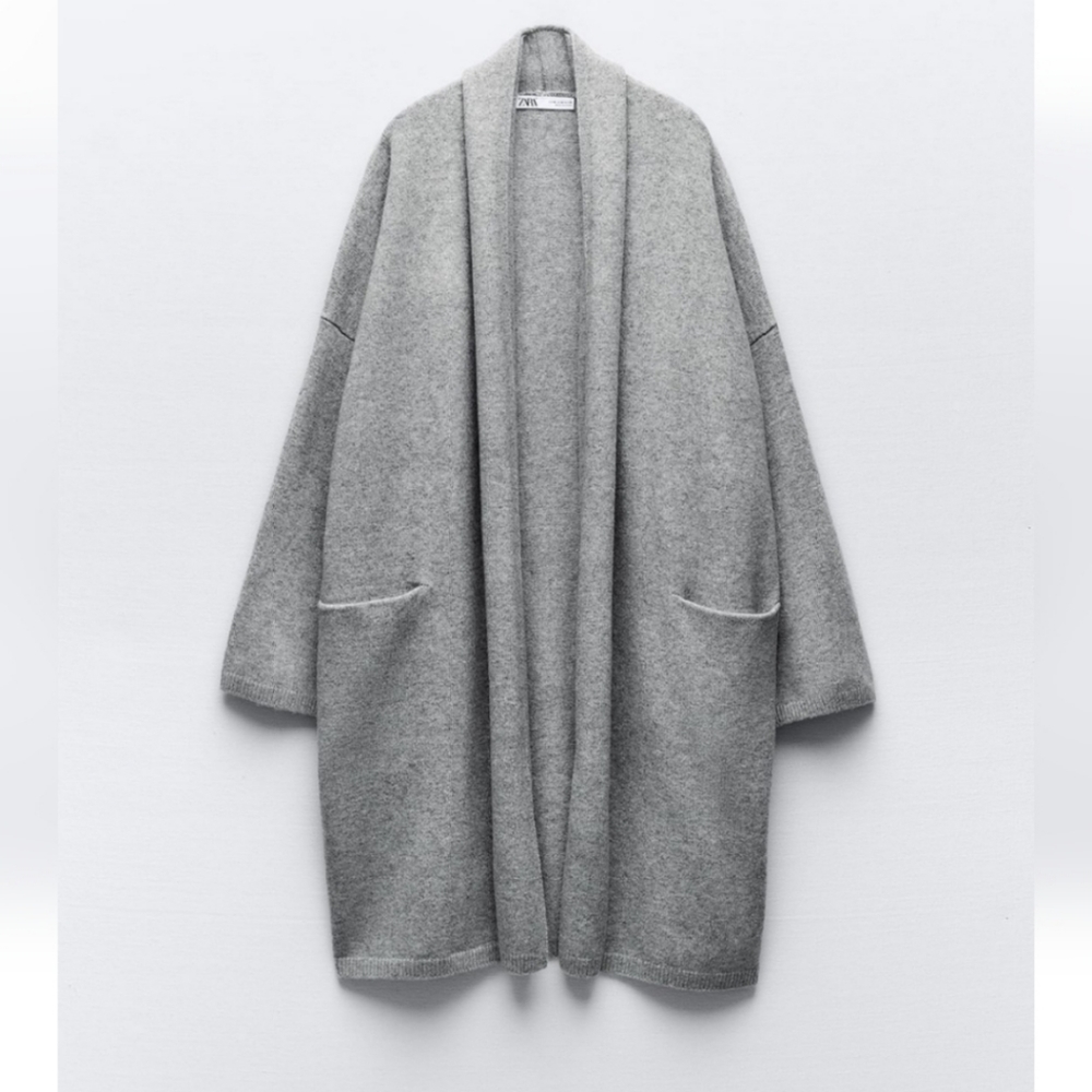 Zara Soft Knit Oversized Long Cardigan Coat - Picture 6 of 8